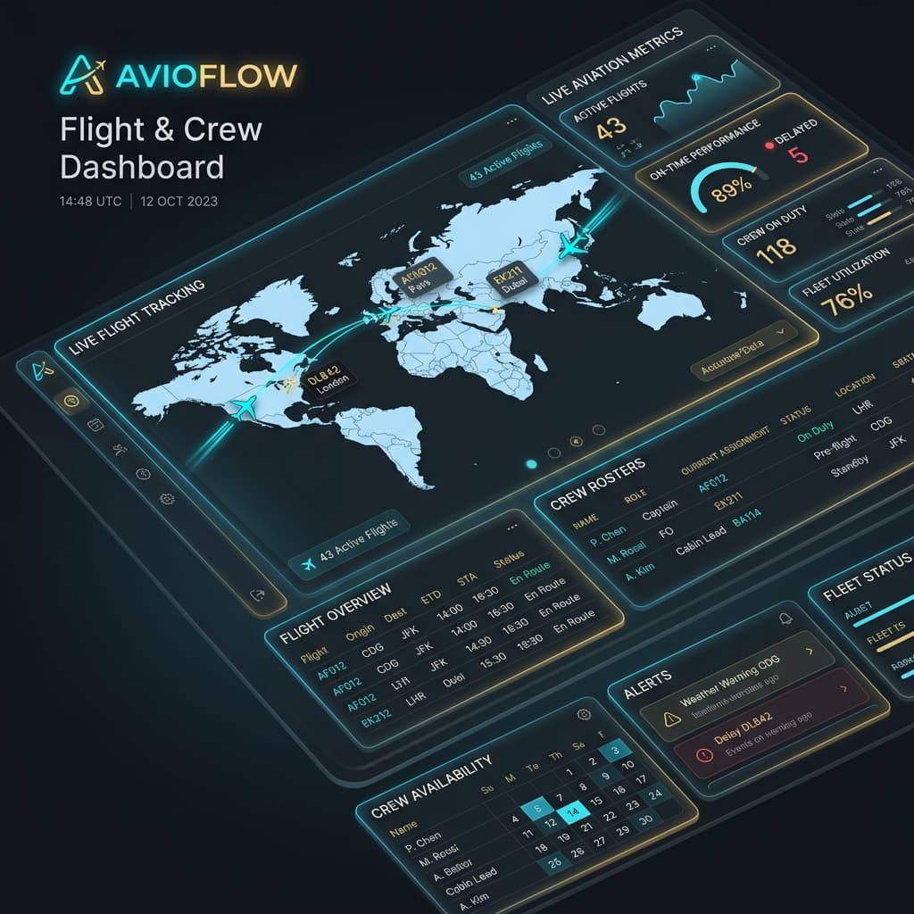 Aviation Flight Tracking Dashboard Mockup